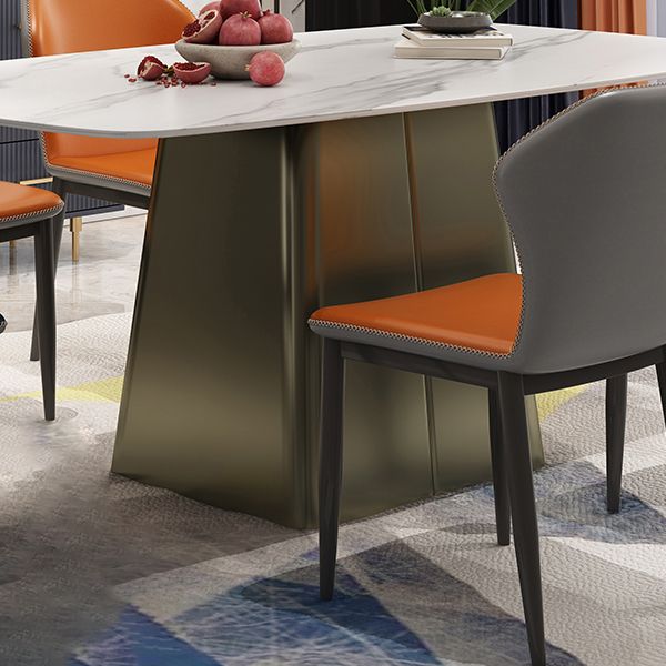 Metal Traditional Luxury Rectangle Table High Gloss White Sintered Stone Table with Pedestal Clearhalo ' dining_table' 'Dining Tables & Seating' 'Dining Tables' 'furn' 'furn_dining_table' 'Furniture' 'furniture_dining_table' 'Kitchen & Dining Furniture' 'kitchen&dining_furn' 'kitchen' 'kitchen_dining_table' 1200x1200_15de935f-dc9a-40b2-89c8-cde011c2fc04