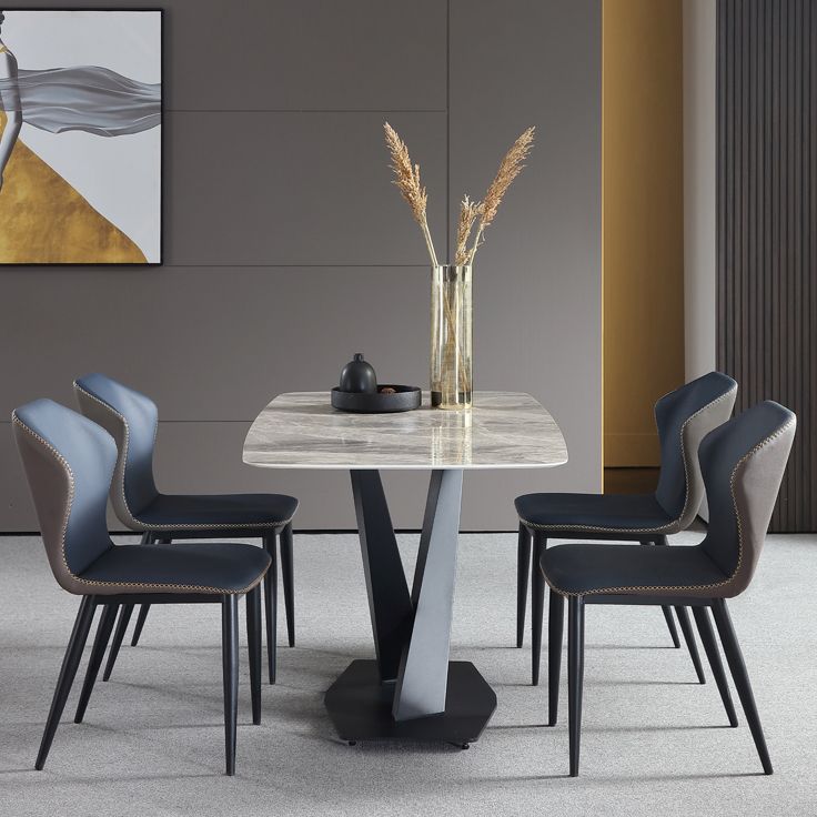 Minimalist Kitchen Gray Dining Table Sintered Stone Rectangle Dining Table with Pedestal Base Clearhalo ' dining_table' 'Dining Tables & Seating' 'Dining Tables' 'furn' 'furn_dining_table' 'Furniture' 'furniture_dining_table' 'Kitchen & Dining Furniture' 'kitchen&dining_furn' 'kitchen' 'kitchen_dining_table' 1200x1200_15e00323-3786-4a63-b458-09fe7d2de677
