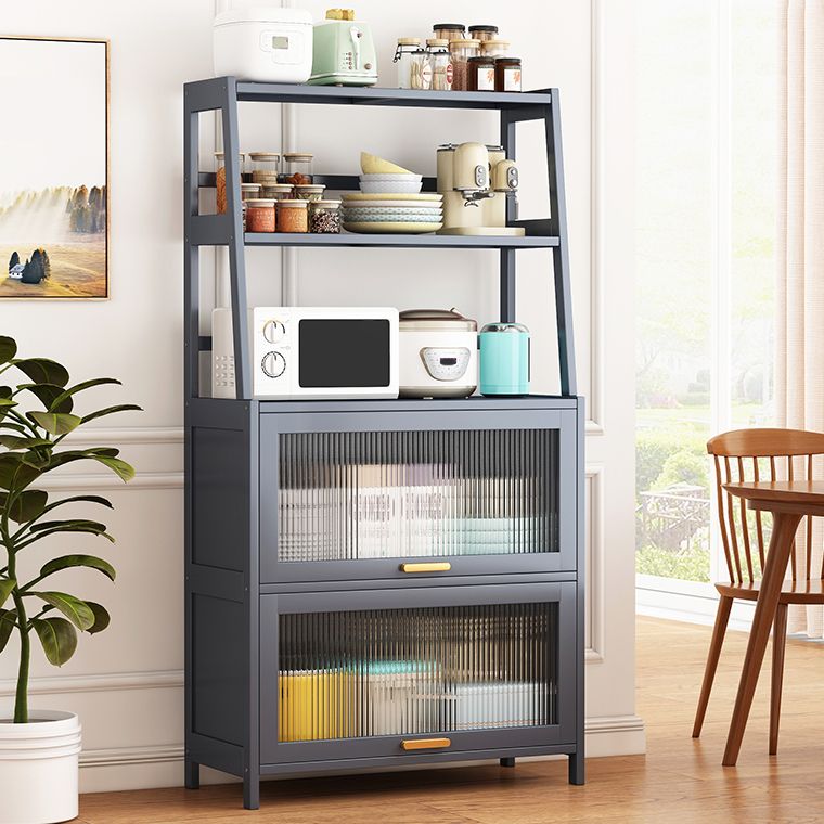 Server da pranzo in bambù grigio 2 ripiani glam buffet server per cucina