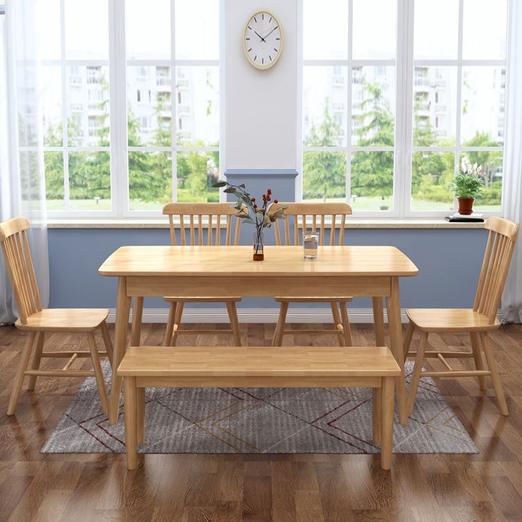 Industrial Rubber Wood Dining Table Rectangle Kitchen Table with 4 Legs Clearhalo ' dining_table' 'Dining Tables & Seating' 'Dining Tables' 'furn' 'furn_dining_table' 'Furniture' 'furniture_dining_table' 'Kitchen & Dining Furniture' 'kitchen&dining_furn' 'kitchen' 'kitchen_dining_table' 1200x1200_15e0683d-e744-456f-a2ba-8a713a42c91d
