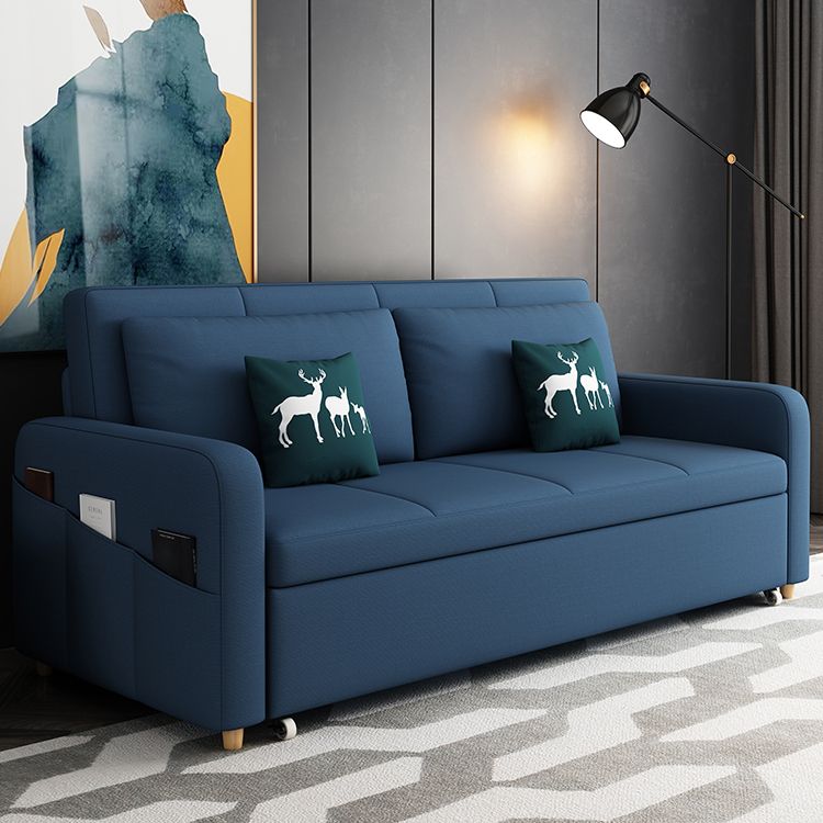Contemporary Cotton Blend Sleeper Square Arm Sofa Bed in Blue Clearhalo 'furn' 'furn_sofas' 'Furniture' 'Living Room Furniture' 'Sofa' 'sofas' 1200x1200_15e364d5-9b8e-4e06-9a20-c639c066dc53