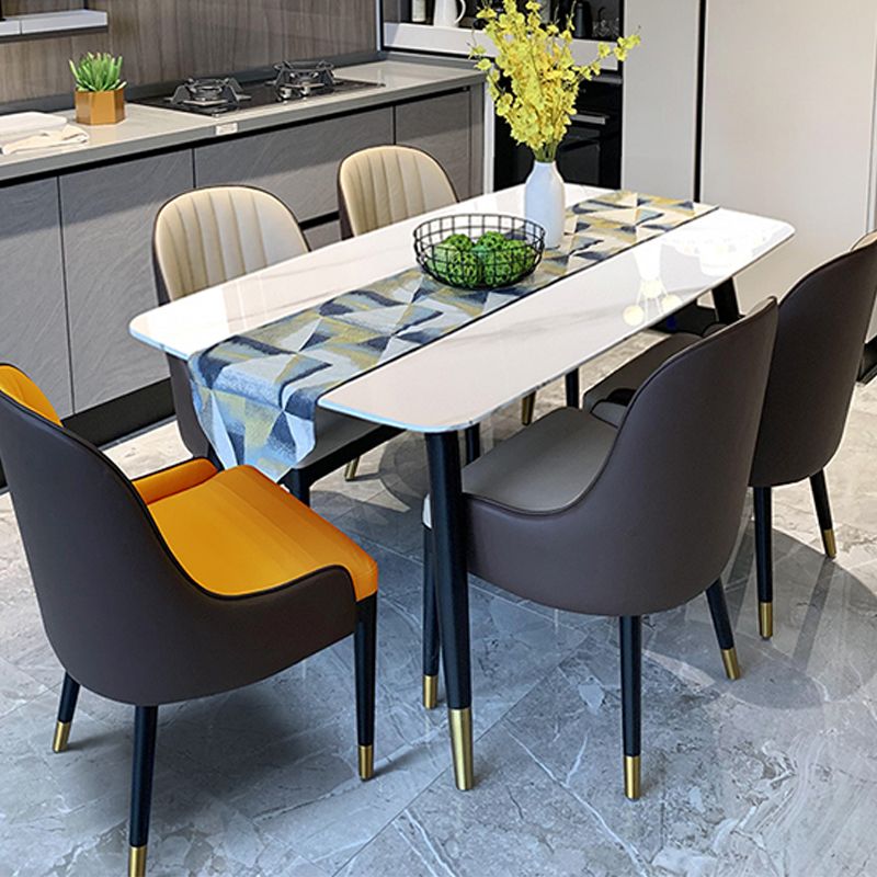 Sintered Stone Dining Table for Restaurant Industrial Rectangle White Table with 4 Legs Clearhalo 'Dining Tables & Seating' 'Dining Tables' 'dining_table' 'furn' 'furn_dining_table' 'Furniture' 'Kitchen & Dining Furniture' 1200x1200_15e45c09-1913-4067-aaf4-1036d459688f