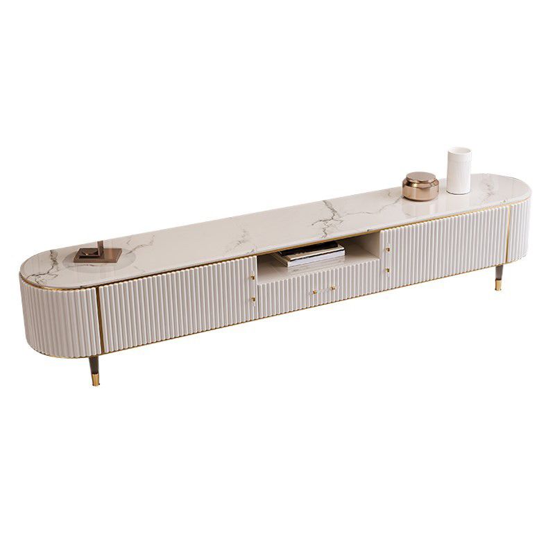 Console porta TV in pietra Console multimediale TV con contenitori aperti con cassetti