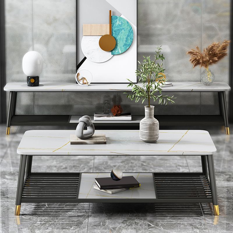 Glam Frame Coffee Table Slate Rectangular Coffee Table for Living Room Clearhalo 'Coffee & Accent Tables' 'Coffee Tables' 'coffee_tables' 'furn' 'furn_coffee_tables' 'Furniture' 'Living Room Furniture' 1200x1200_15ea7a75-85de-4157-bfb5-1a0639f14403