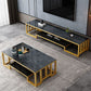 Glass TV Stand for TVs up to 18" H , Glam Open Storage TV Stand - Black / Gold Clearhalo 'furn' 'furn_tv_stands_entertainment_centers' 'Furniture' 'Living Room Furniture' 'TV Stands & Entertainment Centers' 'TV Stands & Media Storage Furniture' 'tv_stands_entertainment_centers' 1200x1200_15ebb486-20cd-406a-becf-440d4292f3e6