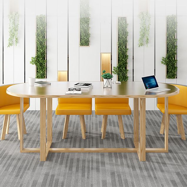 Escritorio de escritura ovalada contemporánea escritorio de red de trineos de madera