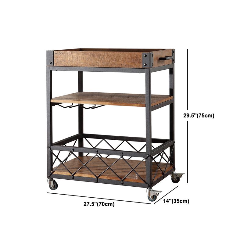 Modern Rolling Prep Table Wood Rectangular Prep Table for Home Use