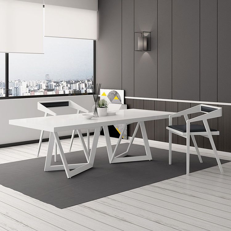 Rectangle Industrial Style Dining Table White Top Fixed Table with Solid Wood Clearhalo ' dining_table' 'Dining Tables & Seating' 'Dining Tables' 'furn' 'furn_dining_table' 'Furniture' 'furniture_dining_table' 'Kitchen & Dining Furniture' 'kitchen&dining_furn' 'kitchen' 'kitchen_dining_table' 1200x1200_15f10a74-7fd9-4ef6-bd44-4adb3f99a1f5