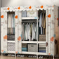 Contemporary Style Metal Wardrobe Cloth Rod Included Wardrobe Closet With Shelves