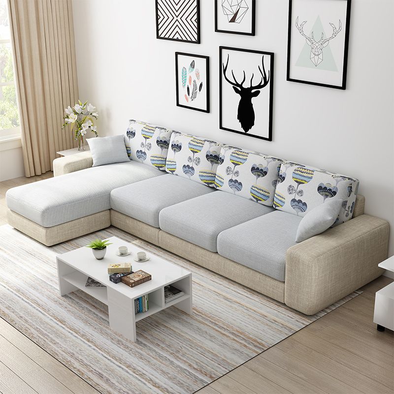 Nordic Assembled Linen Living Room Square Arm Pillows Sofa Chaise Clearhalo 'furn' 'furn_sectionals' 'Furniture' 'Living Room Furniture' 'Sectionals' 1200x1200_15f26a63-f755-4957-b00f-786bf55215a4