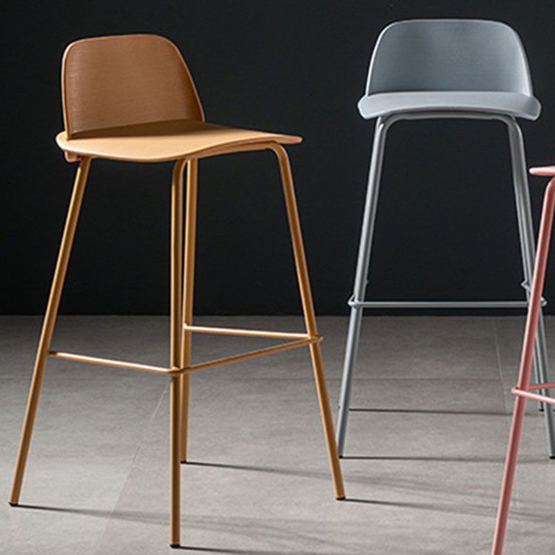 Modern Plastic Seats Macron Barstool Metal 4 Legs Bar Stool for Indoor, Set of 2 Clearhalo 'Bar Furniture' 'Bar Stools' 'bar_stools' 'furn' 'furn_bar_stools' 'furniture_bar_stools' 'Kitchen & Dining Furniture' 'kitchen&dining_furn' 'kitchen' 'kitchen_furn' Furniture' 1200x1200_15f41390-31ba-43ef-baf8-80dcad9b61a2