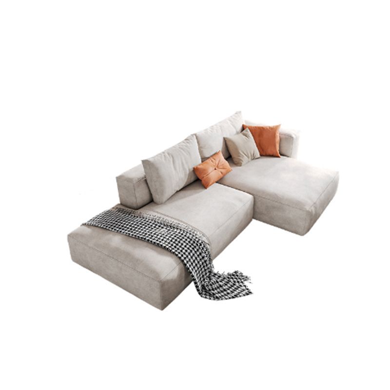 Square Armrest Belt Pillow Back Sofa Bed White Cloth Art Sofa