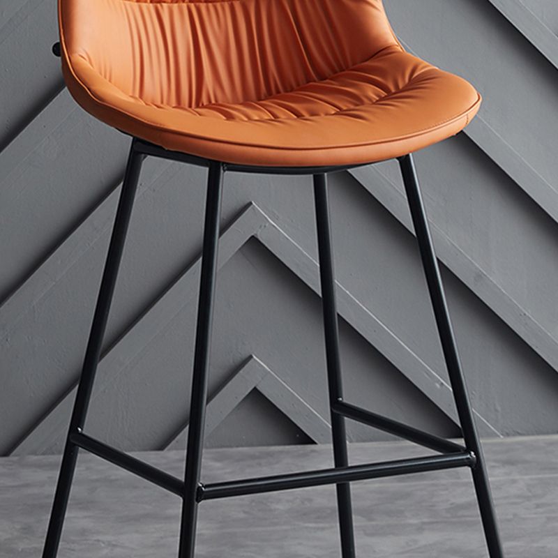 Modern Faux Leather Counter Stool Low Back Bar Stool with Footrest Clearhalo 'Bar Furniture' 'Bar Stools' 'bar_stools' 'furn' 'furn_bar_stools' 'Furniture' 'Kitchen & Dining Furniture' 1200x1200_15f4cd1b-d537-4b44-baba-e4251f2905b0