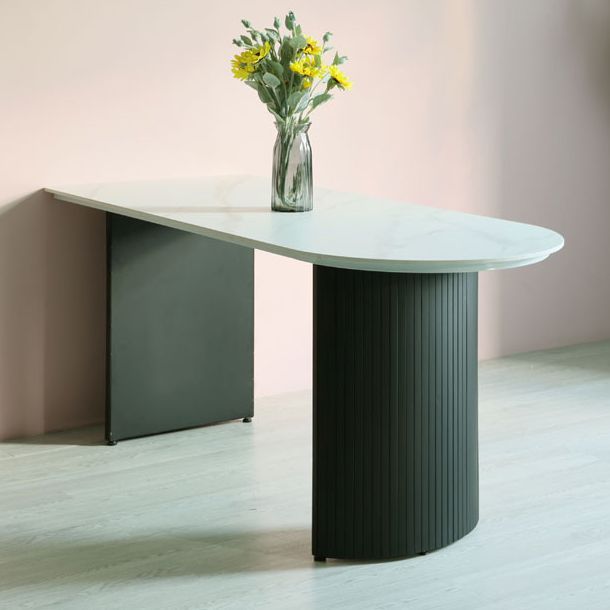 Irregular Sintered Stone Dining Table Modern Island Table with Double Pedestal for Restaurant Clearhalo ' dining_table' 'Dining Tables & Seating' 'Dining Tables' 'furn' 'furn_dining_table' 'Furniture' 'furniture_dining_table' 'Kitchen & Dining Furniture' 'kitchen&dining_furn' 'kitchen' 'kitchen_dining_table' 1200x1200_15f6a729-c219-4356-bd57-a9098f050332