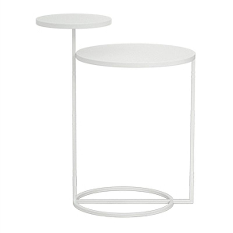 Modern Black/White Iron Nightstand, 21.65"/23.32" Tall Nightstand