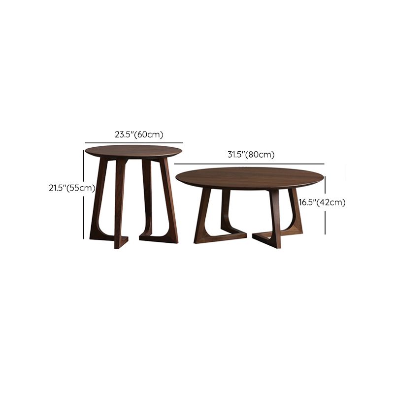 Solid Wood Round Coffee Table in Brown Scandinavian 2 Pieces Cocktail Table Set Clearhalo 'Coffee & Accent Tables' 'Coffee Tables' 'coffee_tables' 'furn' 'furn_coffee_tables' 'Furniture' 'Living Room Furniture' 1200x1200_15f9bb5f-c2e8-45a5-ad31-8427127c6b3e