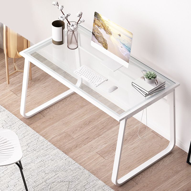 Modern 28.54" Tall Office Desk Glass Top Rectangular Writing Desk Clearhalo 'furn' 'furn_office_desk' 'Furniture' 'Office Desks' 'Office Furniture' 'office_desk' 1200x1200_15fb6d94-ee4d-4924-82dd-caedfe61e295