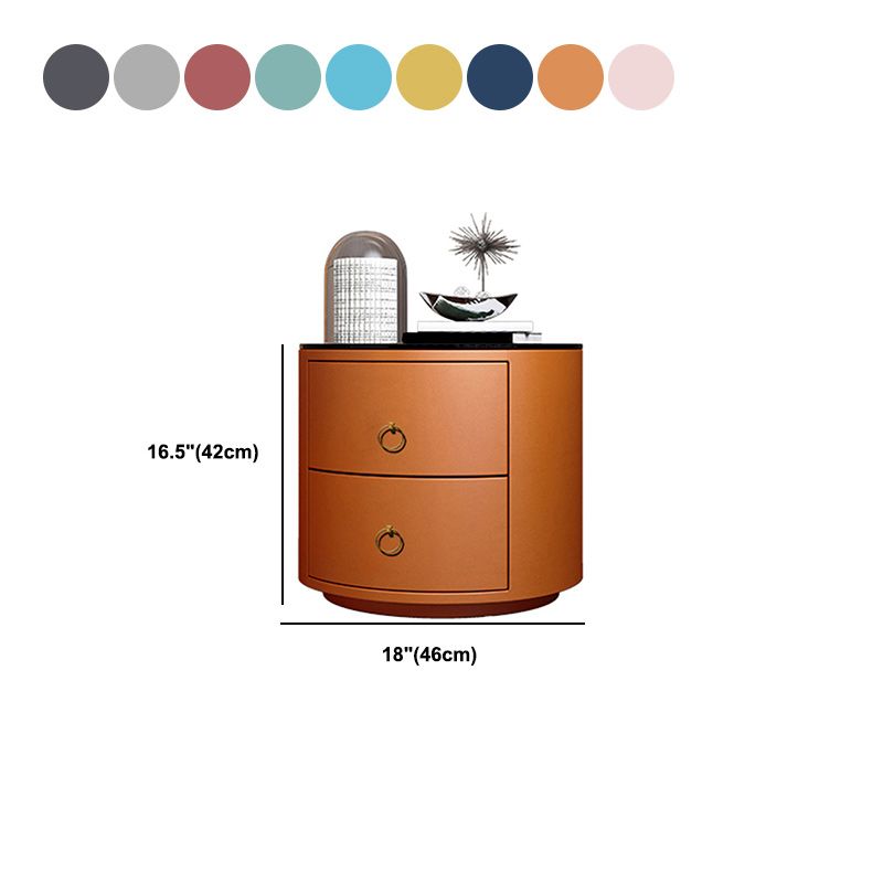 Glamernte Nachttisch mit 2 Schublade 16,5 Zoll hohen Leder-Nachttisch