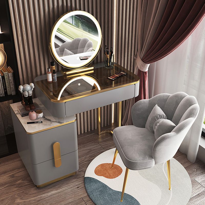 Glam Glass Bedroom Vanity Desk 4 Drawer Vanity Dressing Table Clearhalo 'Bedroom Furniture' 'furn' 'furn_makeup_vanities' 'Furniture' 'Makeup Vanities' 'makeup_vanities' 1200x1200_15fe131f-6e3a-4a88-83cc-2accd220664c