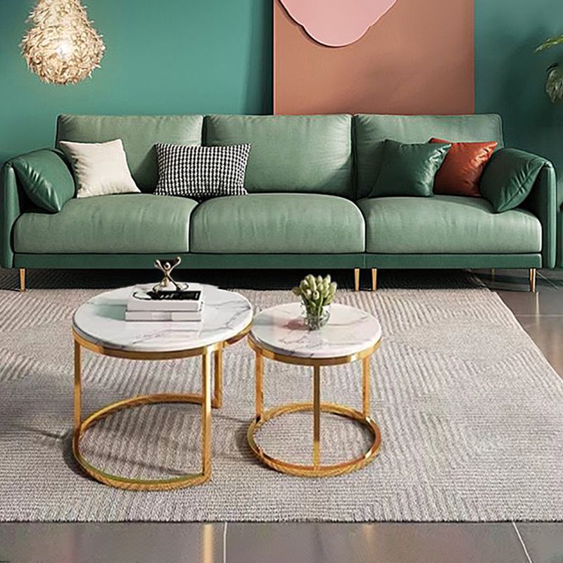 Contemporary 33.46" H Faux Leather Pillow Top Arm Sofa for Living Room