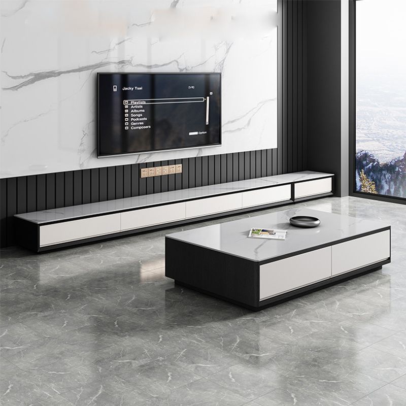 Stand de télévision contemporain 13,7 "Hauteur TV en blanc avec des tiroirs