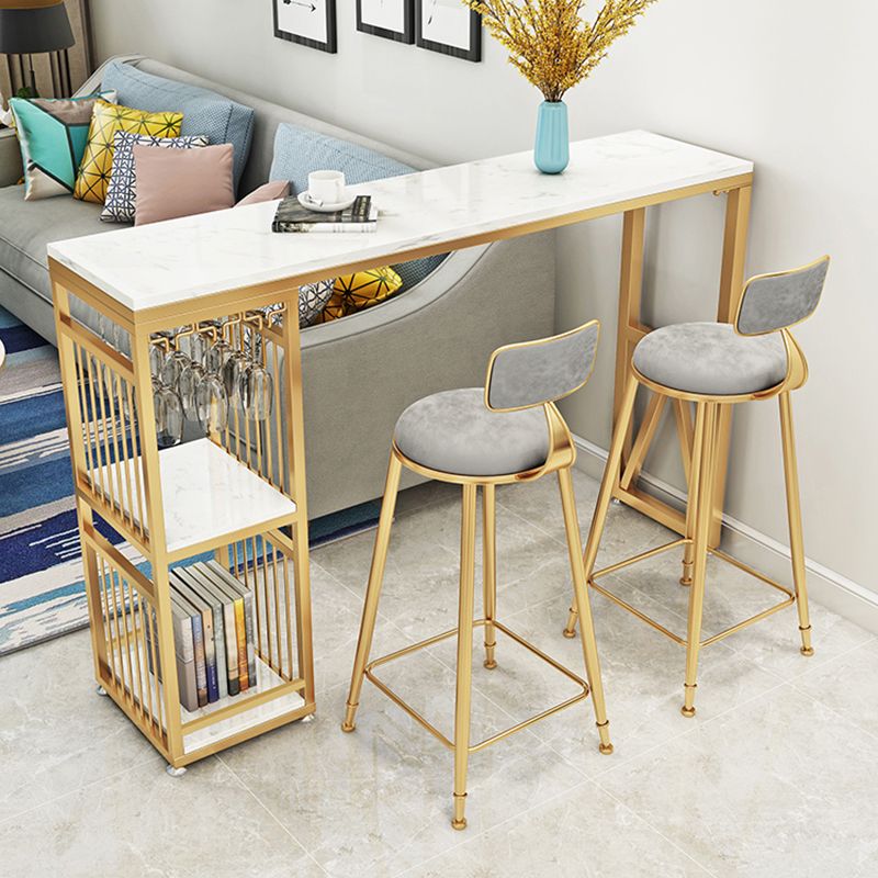 Stone Bar Dining Table Glam Rectangle Bar Table with Double Pedestal for Dining Room Clearhalo 'Bar Furniture' 'Bar Tables' 'bar_tables' 'furn' 'furn_bar_tables' 'Furniture' 'furniture_bar_tables' 'Kitchen & Dining Furniture' 1200x1200_15ff58b5-2f00-4f08-ad31-19ceba000b33