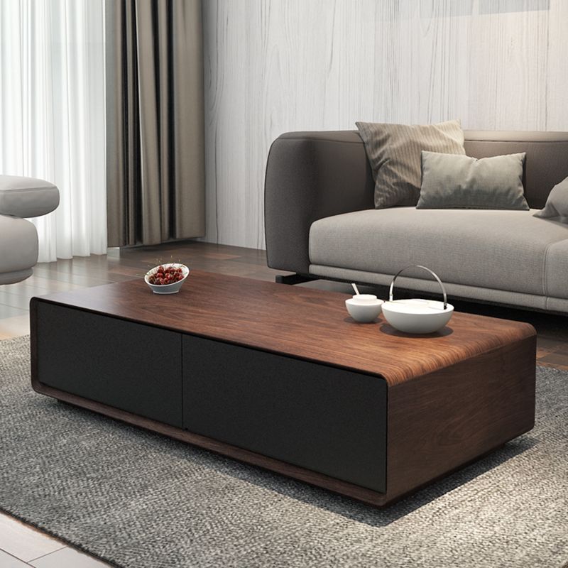 Wooden Block Cocktail Table with Drawers Rectangle Coffee Table in Natural Clearhalo 'Coffee & Accent Tables' 'Coffee Tables' 'coffee_tables' 'furn' 'furn_coffee_tables' 'Furniture' 'furniture_coffee_tables' 'Living Room Furniture' 1200x1200_15ff5c2d-5c03-4f3b-bb0b-cda8899e38b5