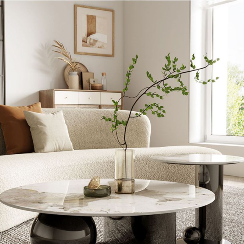 Glam Round Slate Cocktail Table Stainless Steel Abstract Coffee Table Clearhalo 'Coffee & Accent Tables' 'Coffee Tables' 'coffee_tables' 'furn' 'furn_coffee_tables' 'Furniture' 'Living Room Furniture' 1200x1200_16019041-68f9-431b-91aa-9f440f62980f