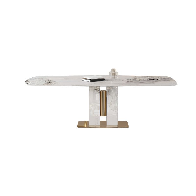 Zeitgenössisches Esssatz 1/4/5/7 PCS Stein Esstisch mit Polsterstühlen