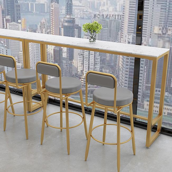 Glam Rectangle Stone Bar Table Indoor Iron Bar Table with Trestle Pedestal, Only Table Clearhalo 'Bar Furniture' 'Bar Tables' 'bar_tables' 'furn' 'furn_bar_tables' 'Furniture' 'furniture_bar_tables' 'Kitchen & Dining Furniture' 1200x1200_1602abdf-aabc-471e-8815-ed64ab05ea93