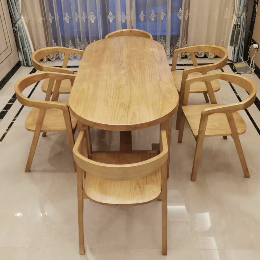 Oval Solid Wood Brown Tone Dining Table Simplicity Fixed Table for Dining Room Clearhalo ' dining_table' 'Dining Tables & Seating' 'Dining Tables' 'furn' 'furn_dining_table' 'Furniture' 'furniture_dining_table' 'Kitchen & Dining Furniture' 'kitchen&dining_furn' 'kitchen' 'kitchen_dining_table' 1200x1200_1603d0f5-7d89-457b-a49c-c1a19897c8cc