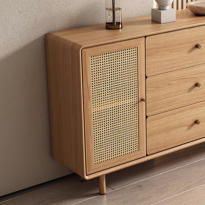 Tavolo a buffet in legno massiccio marrone contemporaneo con 3 cassetti