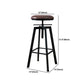 Industrial Metal Barstool Faux Leather Low Back Counter Stool with Iorn 4 Legs