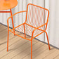 Industrial Patio Dining Side Chair Metal Slat Back Arm Chair