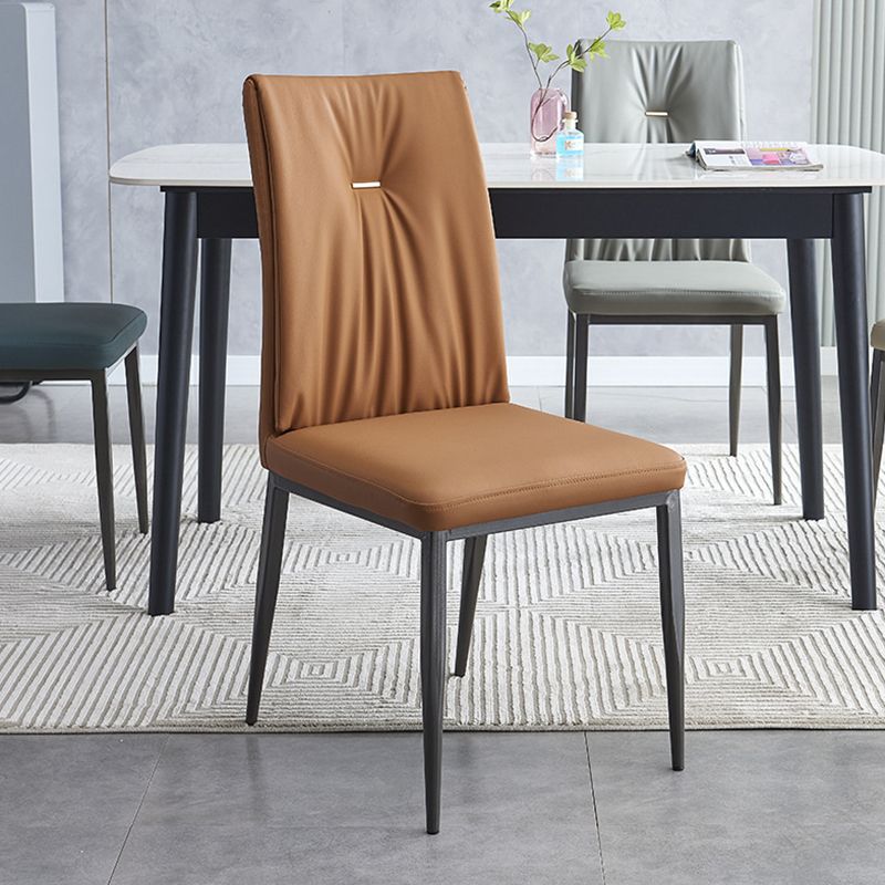 Modern Restaurant Solid Back Chair Matte Finish Leather Dining Chair Clearhalo 'Dining Chairs' 'Dining Tables & Seating' 'dining_chair' 'furn' 'furn_dining_chair' 'Furniture' 'Kitchen & Dining Furniture' 1200x1200_160bcf0a-4ab1-42eb-962e-81cc9d1cf587