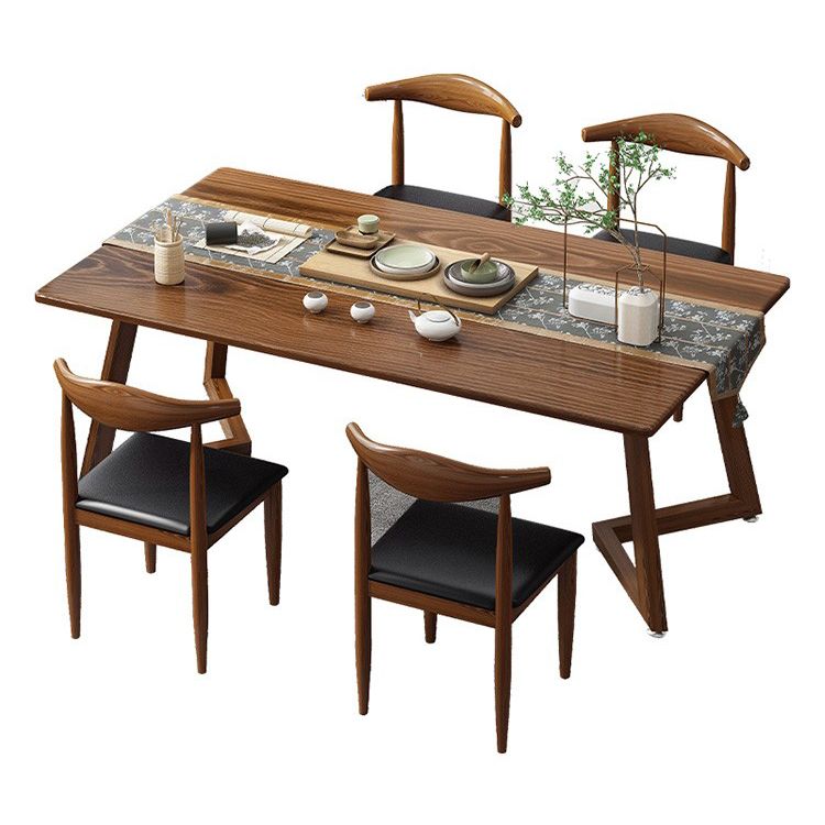 Modern MDF Rectangle Shape Dining Set Kitchen Standard Dining Set with Double Pedestal Base Clearhalo 'Dining Room Sets' 'Dining Tables & Seating' 'dining_room_set' 'furn' 'furn_dining_room_set' 'Furniture' 'furniture_dining_room_set' 'Kitchen & Dining Furniture' 'kitchen&dining_furn' 'kitchen' 1200x1200_160de4f1-fba4-475f-8cae-bf61e507fafd