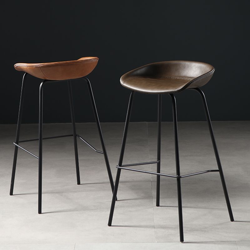 Contemporary Faux Leather Low Back Bucket Bar Stools with Metal Base Clearhalo 'Bar Furniture' 'Bar Stools' 'bar_stools' 'furn' 'furn_bar_stools' 'Furniture' 'Kitchen & Dining Furniture' 1200x1200_160ee95b-a61e-482b-8d35-449cf4184612