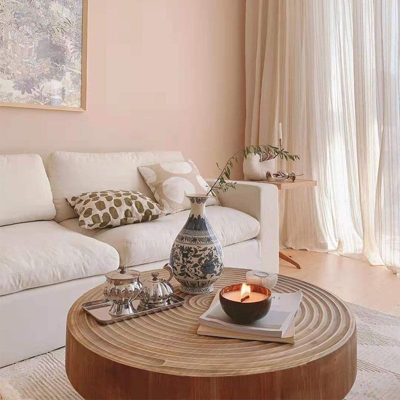 Contemporary Style Coffee Cocktail Table Solid Wood Round Coffee Table Clearhalo 'Coffee & Accent Tables' 'Coffee Tables' 'coffee_tables' 'furn' 'furn_coffee_tables' 'Furniture' 'Living Room Furniture' 1200x1200_160f36d9-81b0-4105-a8df-44cd74bbafbe
