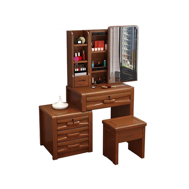 Mirador de dormitorio de tradiciones de madera maciza con tocador de cajones