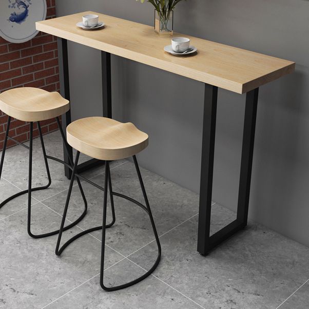Solid Wood Bar Dining Table Industrial Bar Table with Sled Base in Black Clearhalo 'Bar Furniture' 'Bar Tables' 'bar_tables' 'furn' 'furn_bar_tables' 'Furniture' 'furniture_bar_tables' 'Kitchen & Dining Furniture' 1200x1200_161046a9-4f9c-4d5b-9ff2-8144e3effe3d