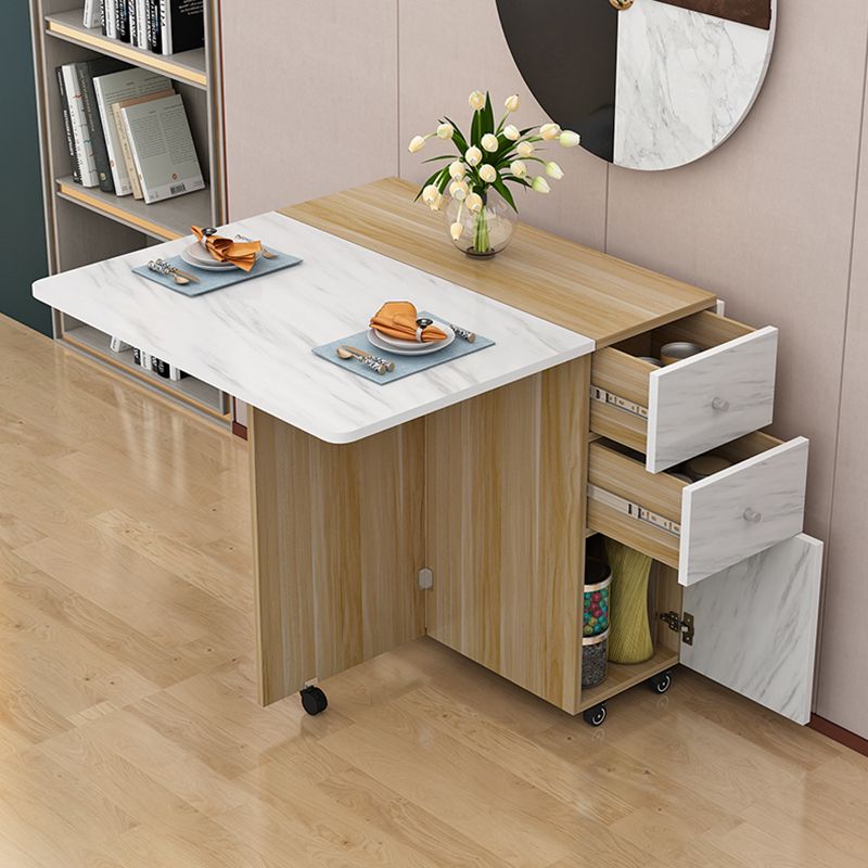 Manufactured Wood Mid-Century Modern Table Rectangle Wood Top Table with Drop Leaf Clearhalo ' dining_table' 'Dining Tables & Seating' 'Dining Tables' 'furn' 'furn_dining_table' 'Furniture' 'furniture_dining_table' 'Kitchen & Dining Furniture' 'kitchen&dining_furn' 'kitchen' 'kitchen_dining_table' 1200x1200_1611f945-9c7f-4f57-b9cd-bef99bbee0a8