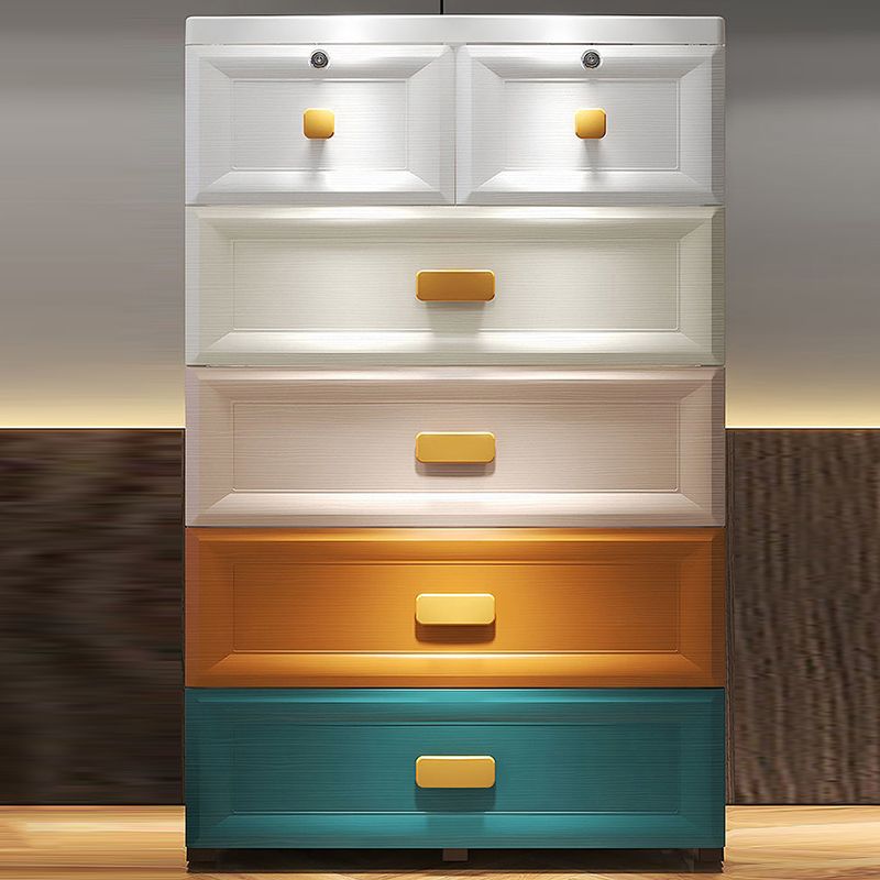 Modern Style Wardrobe Plastic Bedroom Wardrobe Closet With Drawers