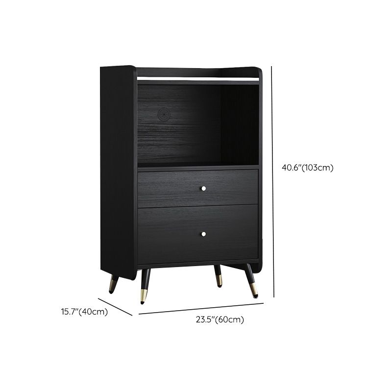Zwarte open opbergserver Glam Wood Dining Server met 2 lades