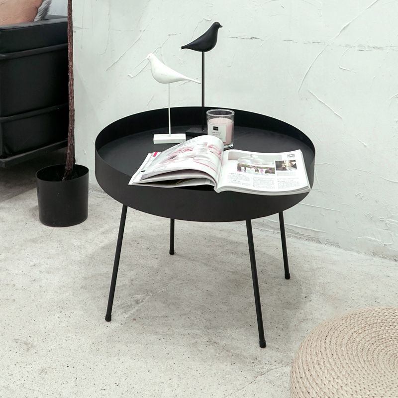 Round with Metal Accents Coffee Table Modern 4 Legs Cocktail Table Clearhalo 'Coffee & Accent Tables' 'Coffee Tables' 'coffee_tables' 'furn' 'furn_coffee_tables' 'Furniture' 'furniture_coffee_tables' 'Living Room Furniture' 1200x1200_16139dc5-e2fc-4974-bf36-e9649f094e2b