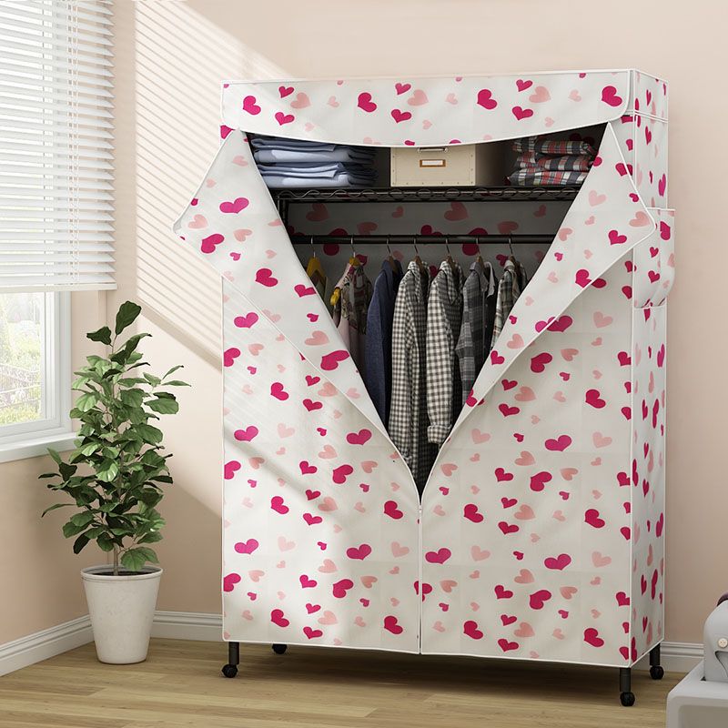 Armoire de garde-robe contemporaine Armoire de cadre en métal avec canne de vêtements et étagères pour la maison