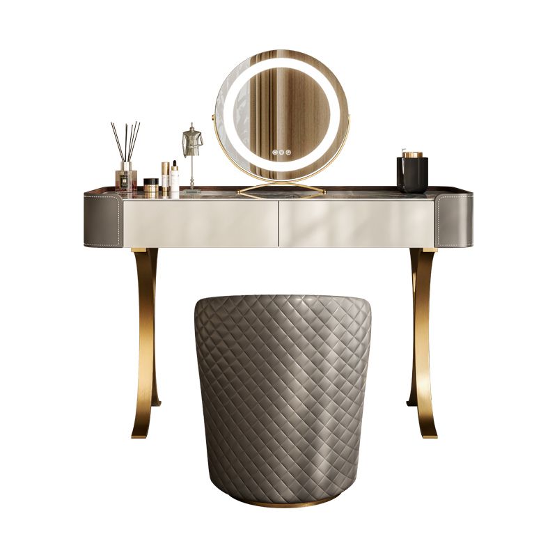 Dresser Makeup Counter With 2 Storage Drawers and Stool for Bedroom Clearhalo 'Bedroom Furniture' 'furn' 'furn_makeup_vanities' 'Furniture' 'Makeup Vanities' 'makeup_vanities' 1200x1200_1615985d-3662-4d54-a5a3-4546b0e4f30f