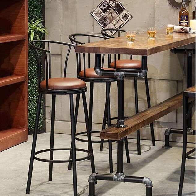 Industrial Bar and Counter Stool Brown Stool with Black Base Clearhalo 'Bar Furniture' 'Bar Stools' 'bar_stools' 'furn' 'furn_bar_stools' 'Furniture' 'furniture_bar_stools' 'Kitchen & Dining Furniture' 1200x1200_161643ac-870d-4831-96db-c9d2376272c3