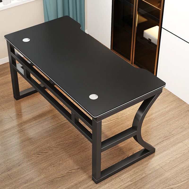 Industrial Wooden Computer Desk Sled Base 29.53" Tall Gaming Desk with Steel Legs Clearhalo 'furn' 'furn_office_desk' 'Furniture' 'Office Desks' 'Office Furniture' 'office_desk' 1200x1200_161a9805-7a2e-4541-a769-097a055d2bca