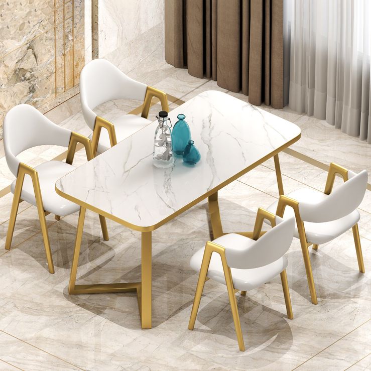 Standard Sintered Stone Top Dining Set with 2 Gold Metallic Legs for Dining Furniture Clearhalo 'Dining Room Sets' 'Dining Tables & Seating' 'dining_room_set' 'furn' 'furn_dining_room_set' 'Furniture' 'furniture_dining_room_set' 'Kitchen & Dining Furniture' 'kitchen&dining_furn' 'kitchen' 1200x1200_161aa28b-9076-420b-b587-5a876969fb1b