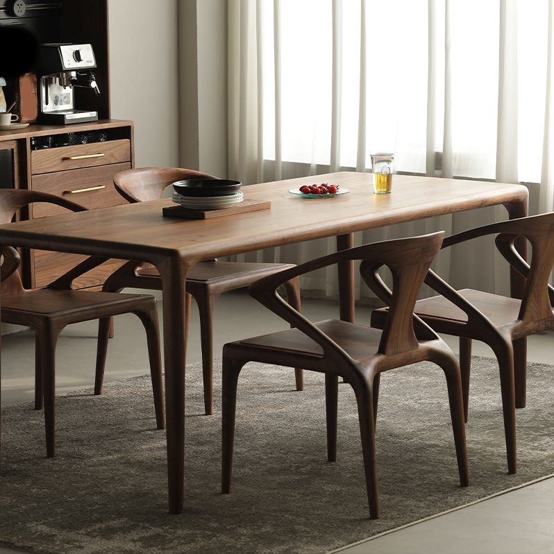 1/4/5ピースソリッドウッドダイニングルームテーブルと茶色の椅子セット